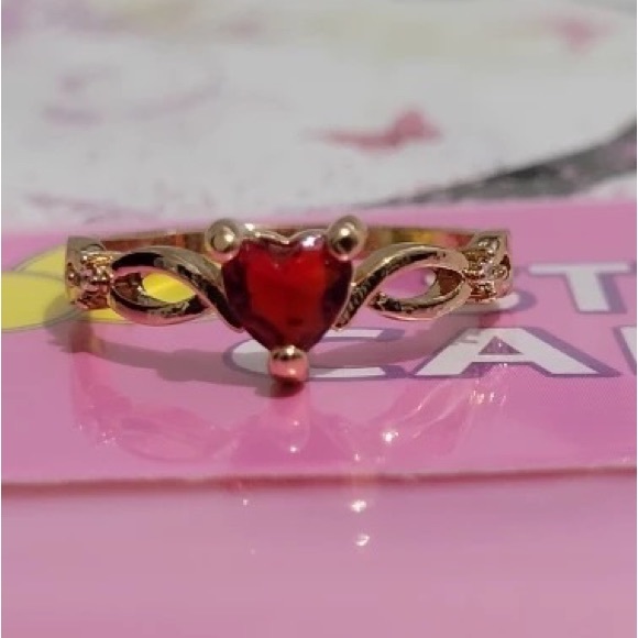 New Trendy Heart Shape Zircon Wedding Rings For Women Romantic Pink Enga… - Picture 2 of 4